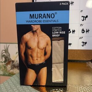 Murano Men's Brown  Low Rise Briefs Size Small - 3 Pack